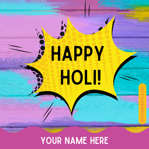 Print Name on Happy Holi Sticker Image For Whatsapp