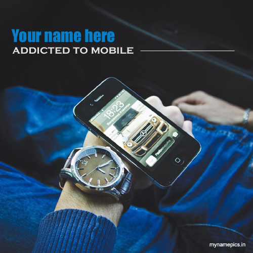 Write name on addicted to mobile boy profile pic