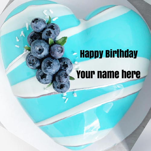 Beautiful Heart Shape Blackberry Cake With Your Name