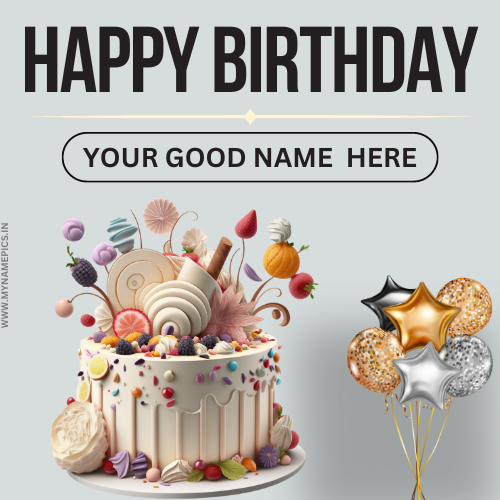 Happy Birthday Wishing Cake Image With Custom Name 