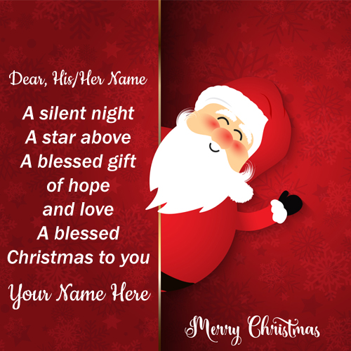 Cute Santa Claus Christmas Quote Greeting With Name