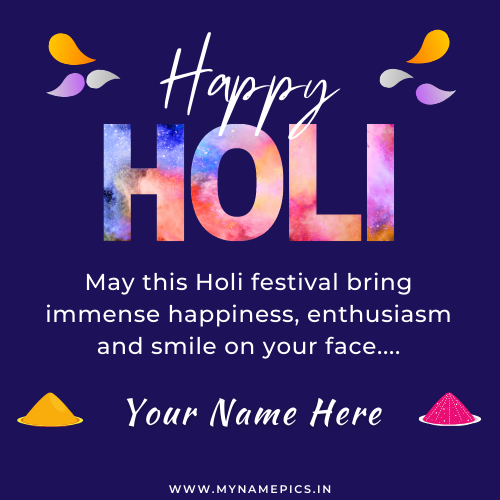 Write Your Name on Happy Holi 2022 Status Image