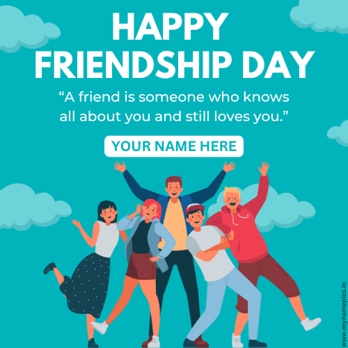 Happy Friendship Day Greeting Card With Your Name.