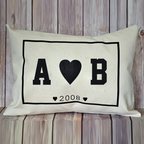 Print Couple Name Initial on Love Heart Pillow Profile 