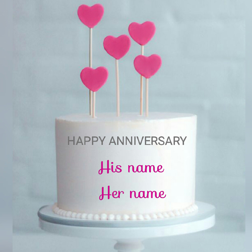 Beautiful Anniversary Double Layer Name Cake With Heart