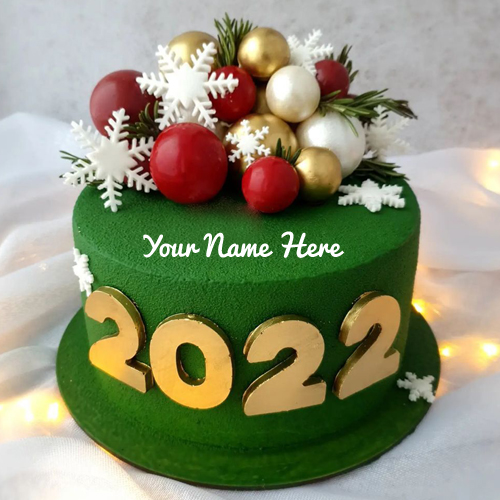 Happy New Year 2022 Wishes Cake With Your Name