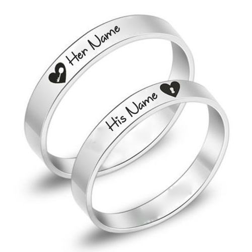 Titanium Promise Engagement Gold Ring With Couple Name