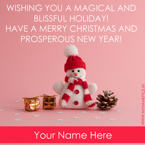 Cute Snowman Greeting For Christmas Wishes With Name