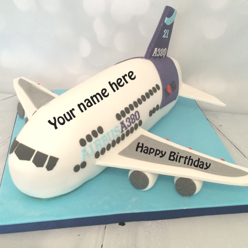 Happy Birthday Airplane Cake With Custom Name