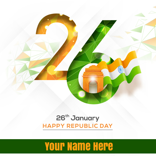 Happy Republic Day Wishes Elegant Wish Card With Name