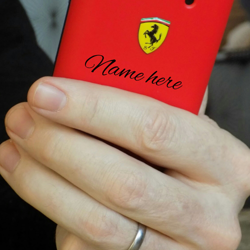 Designer Red Ferrari Mobile Case Picture With Your Name