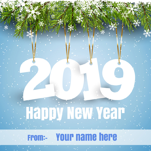 Write Name on Happy New Year Wishes Greeting Card