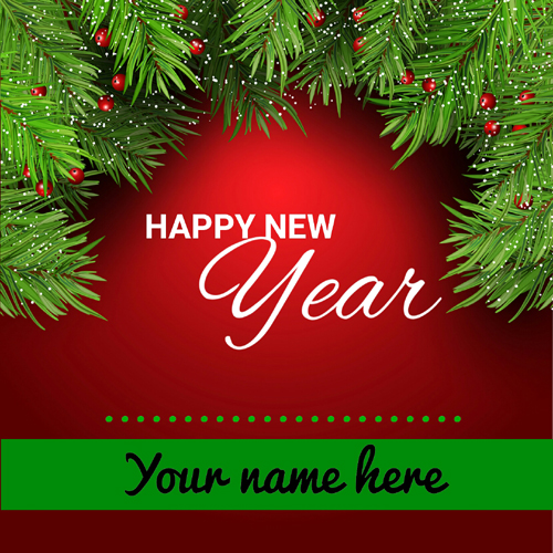 Merry Christmas and Happy New Year Wish Card With Name