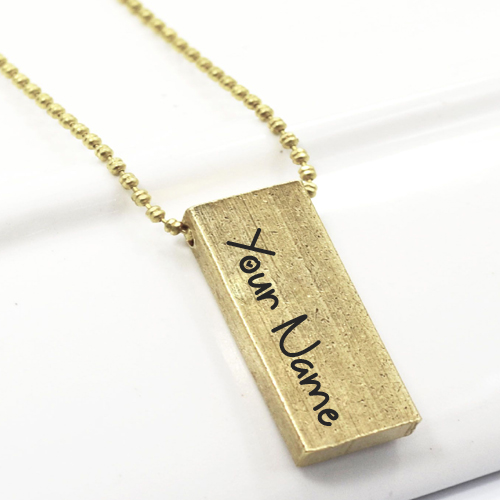 Write Name on Raw Brass Fearless Hand Stamped Necklace