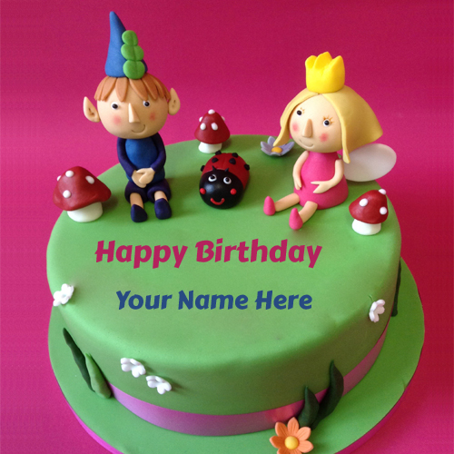 Childrens Birthday Wishes Delight Cake With Your Name