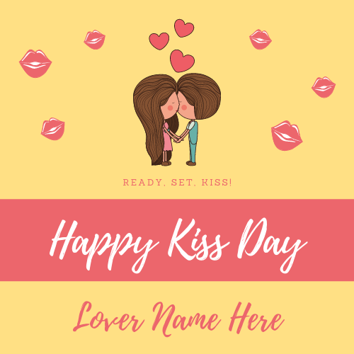 Romantic Couple Greeting For Kiss Day Wishes With Name