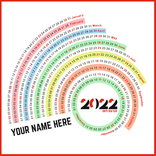 Happy New Year 2022 Calendar Image With Your Name