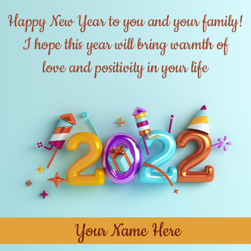 Write Name on Happy New Year 2022 3D Greeting Card