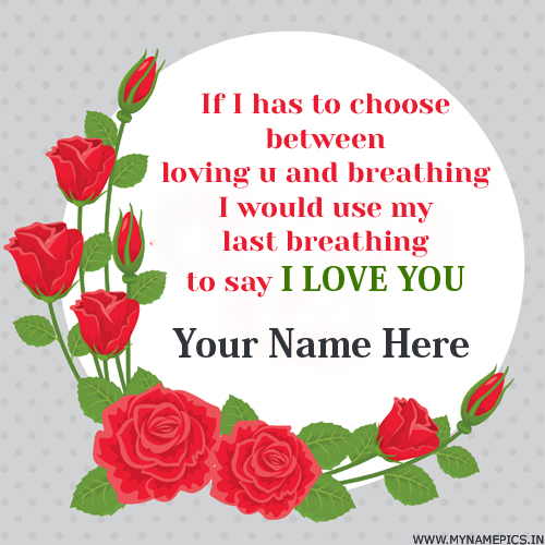 Write Name on Romantic Note With I Love You Message