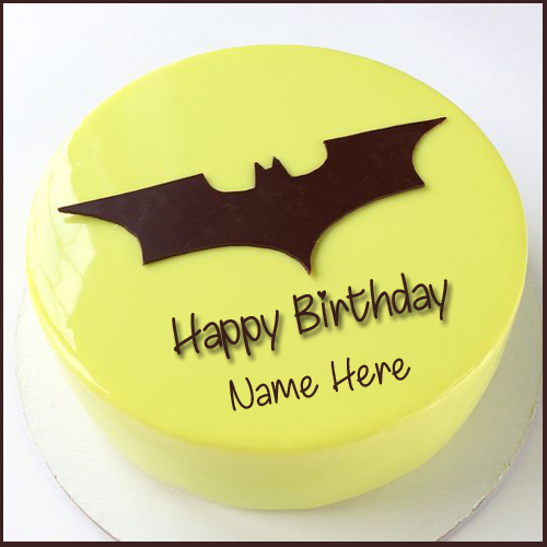 Write Name on Batman Logo Happy Birthday Cake