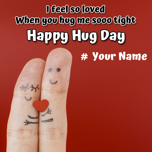 Happy Hug Day Romantic Couple Hug Greeting With Name