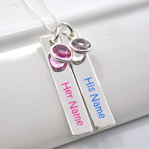 Hand Stamped Personalized Couple Necklace With Name