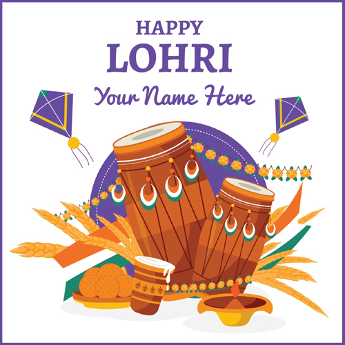 Happy Lohri 2021 Celebration Greeting Card With Name