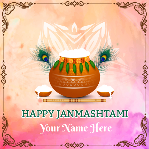 Religious Happy Janmashtami Festival Greeting With Name