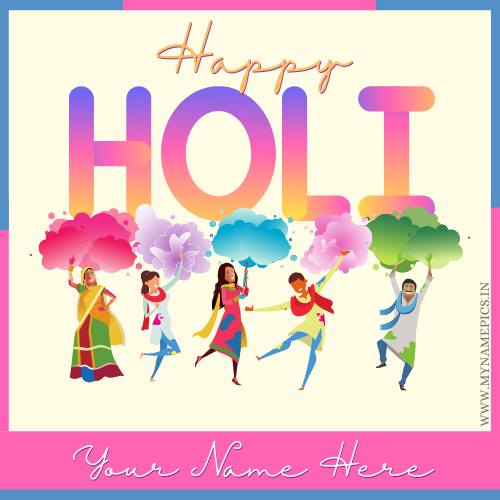 Print Company Name on Colorful Holi Festival Post