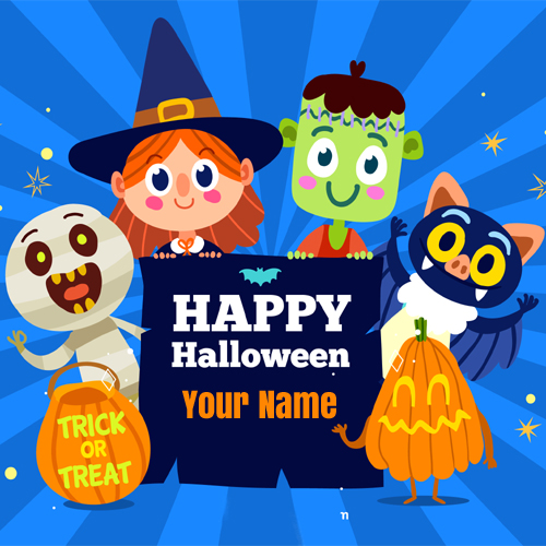 Happy Halloween Wishes Funny Greeting Card With Name