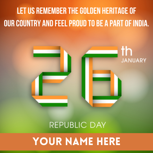 26 January Republic Day Lettering Quote Image With Name