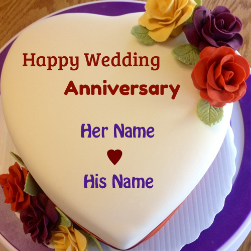 Happy Wedding Anniversary Cake With Your Name