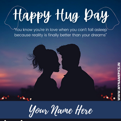Hug Day Wishes Romantic Couple Status Image With Name
