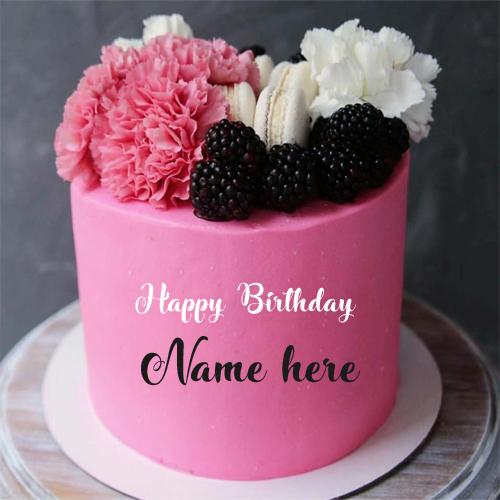 Beautiful Pink Buttercream Birthday Cake With Name