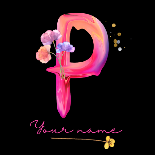 Hand Painted P Alphabet Profile Picture With Your Name