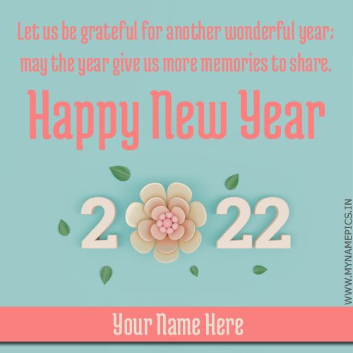 Write Name on Happy New Year 3D Floral Art Greeting