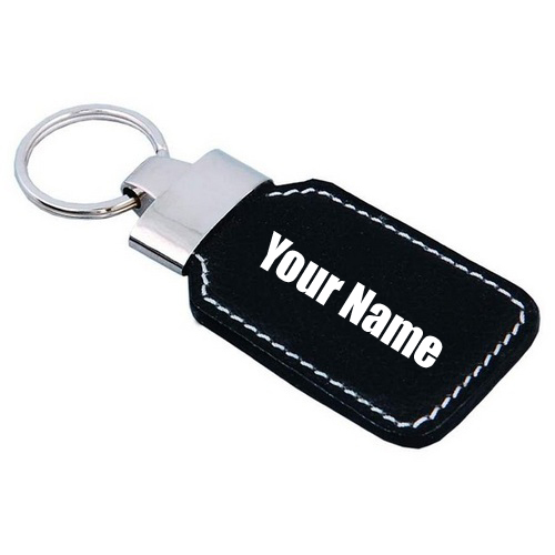 Fancy Black Leather Car Key Chain With Your Name