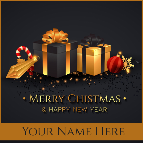 Write Name on Christmas Eve With Beautiful Gifts Image
