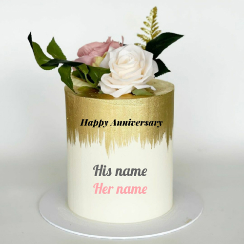 Write Couple Name on Beautiful Anniversary Cake Picture
