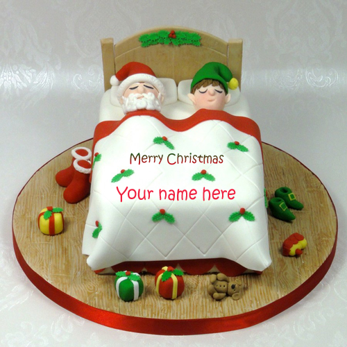 Write name on Christmas santa cake profile pic