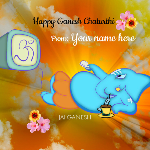 Lord Ganesh Chaturthi Blessing Cute Greeting With Name