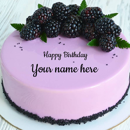 Write Name on Blackberry Cake With Cheese Frosting