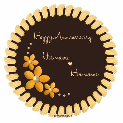 Write name on flower wedding anniversary cake profile p