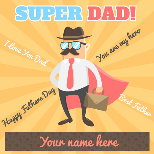 I Love My Dad Fathers Day Greeting Card With Name
