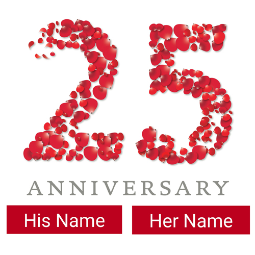 Happy 25th Anniversary Greeting Card With Your Name