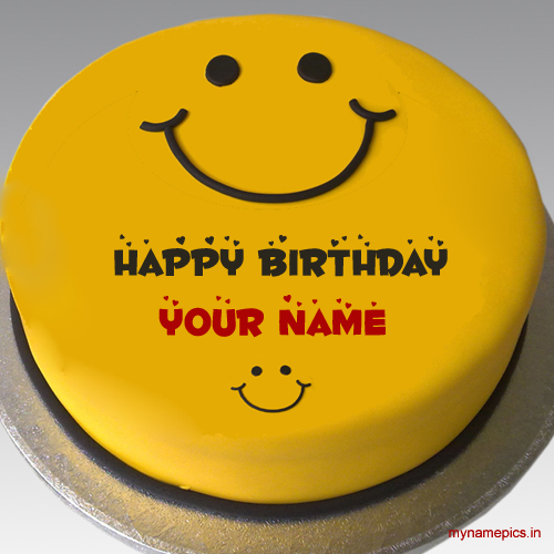 Write name on beautiful smiley cake profile pics