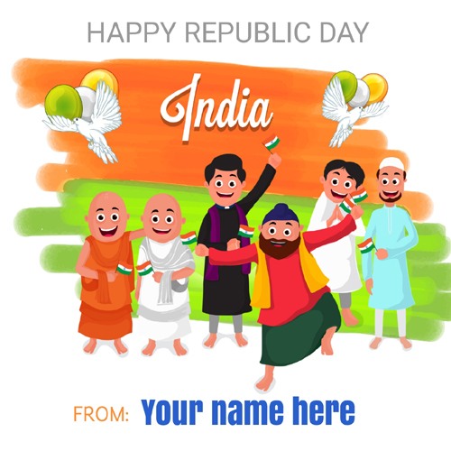 Happy Republic Day Celebration Greeting Card With Name