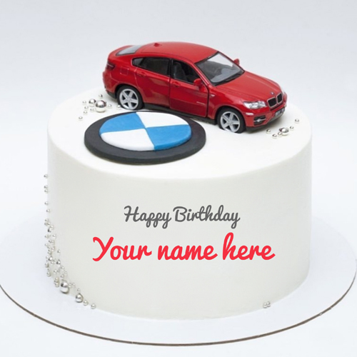 BMW Car Birthday Wishes Awesome Round Cake With Name