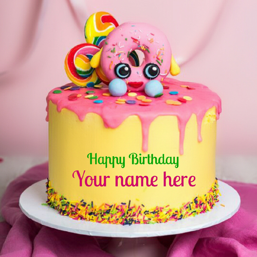 Pink Donuts and Cookies Awesome Cake With Your Name