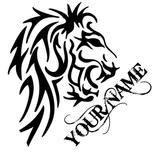 Customise Creative lion tattoo with your name 